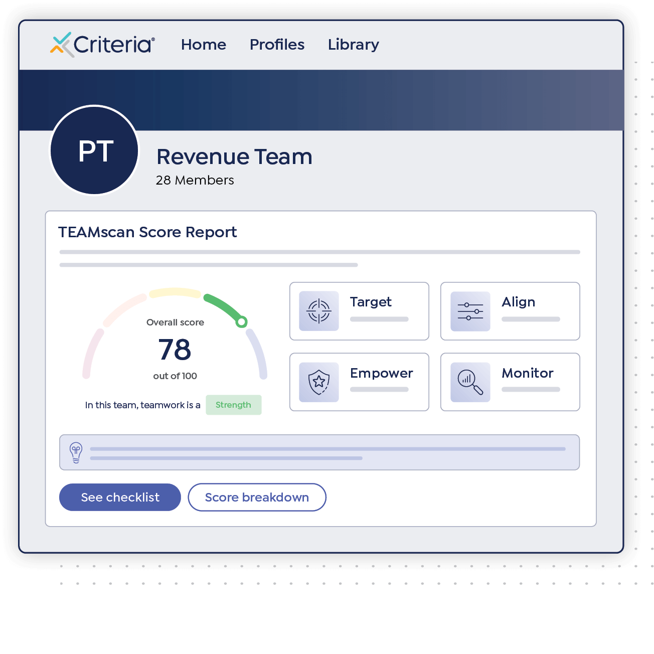 Criteria Develop TEAMscan score report