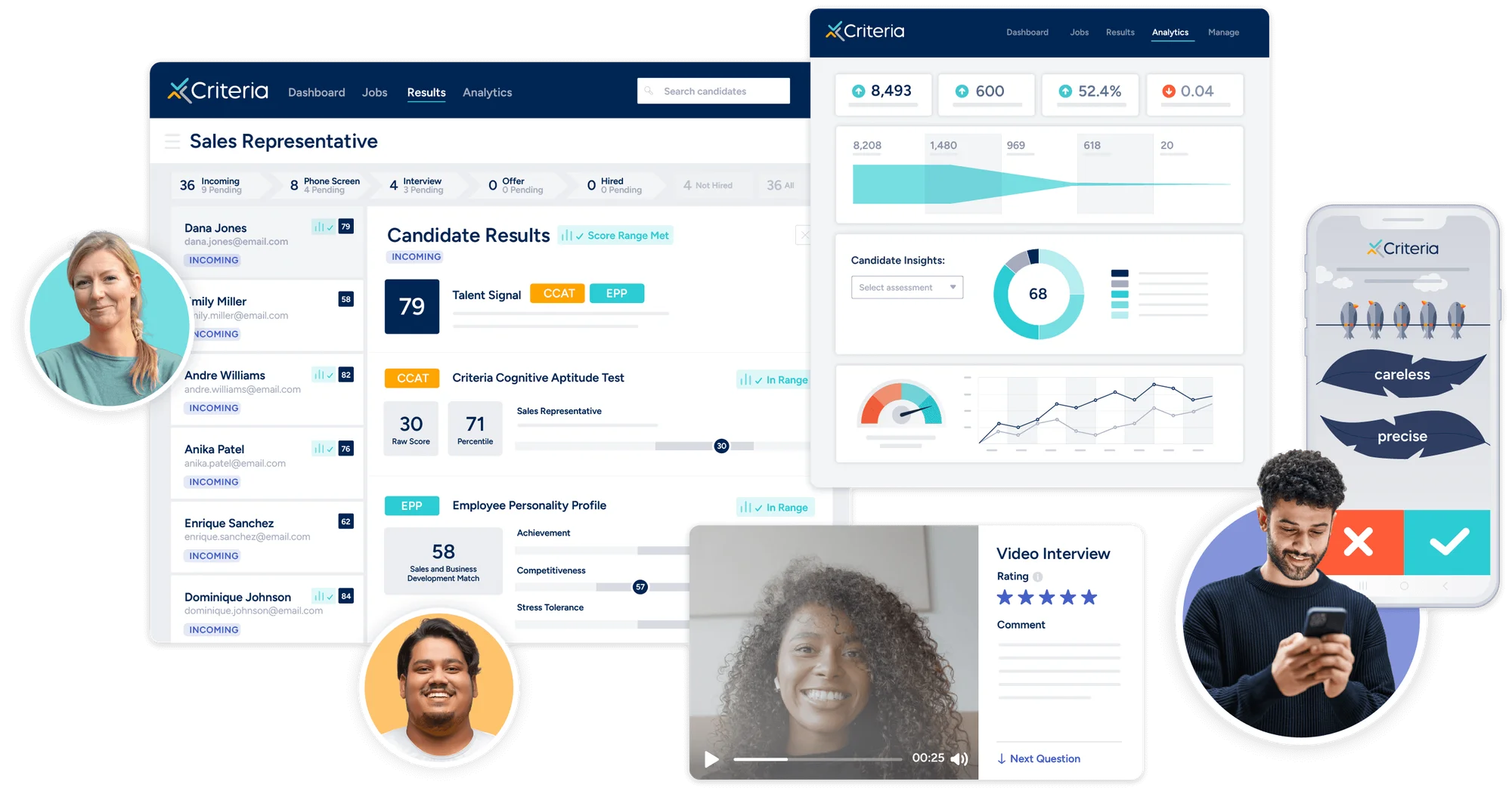 Criteria platform and analytics and game-based assessments