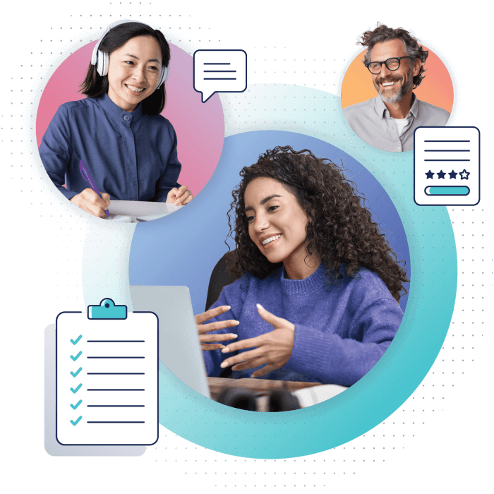 People in circles demonstrating structured interviewing