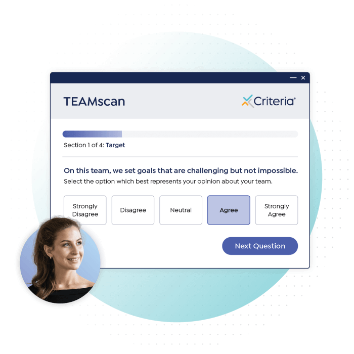 TEAMscan assessment with sample question