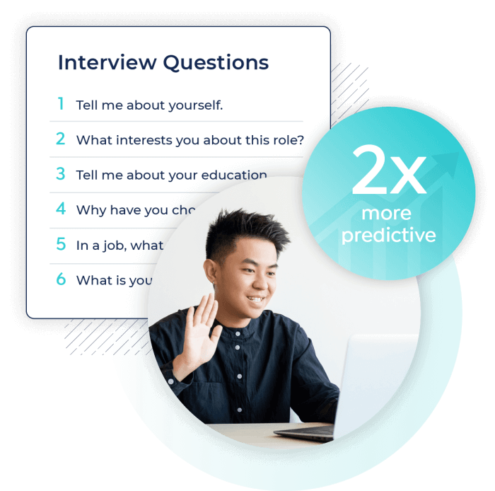 structured interview questions and man interviewing on computer