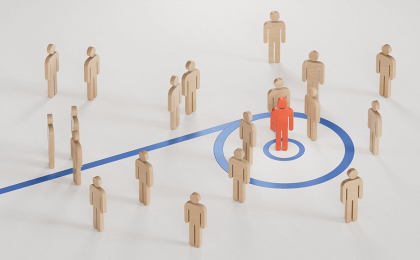 Collection of many figures with one lassoed to indicate their selection above the others