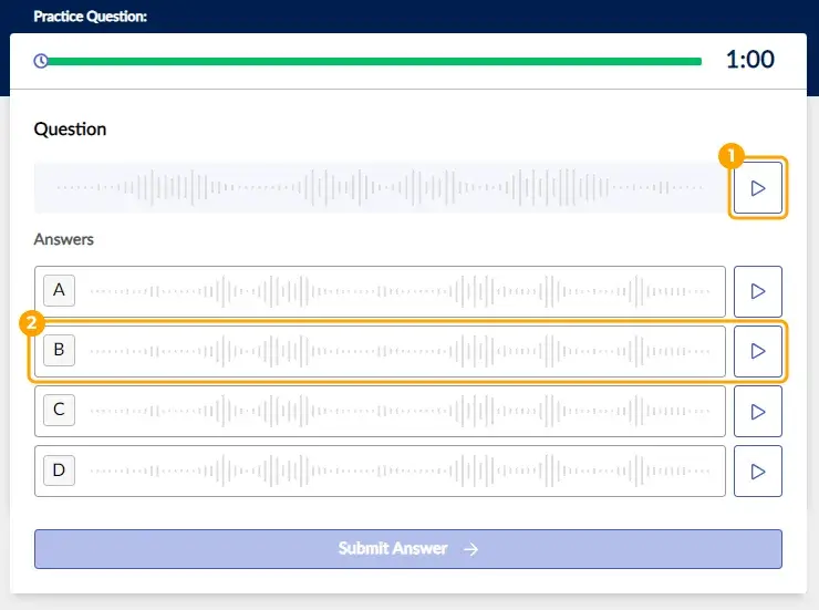 english language proficiency test - sample listening item